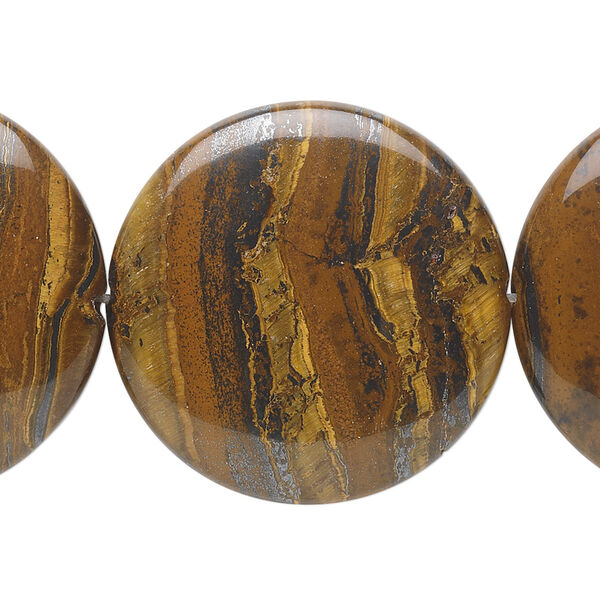 Bead, tiger iron (natural), 30mm flat round, B grade, Mohs hardness 7. Sold per 15-1/2" to 16" strand. image number 0