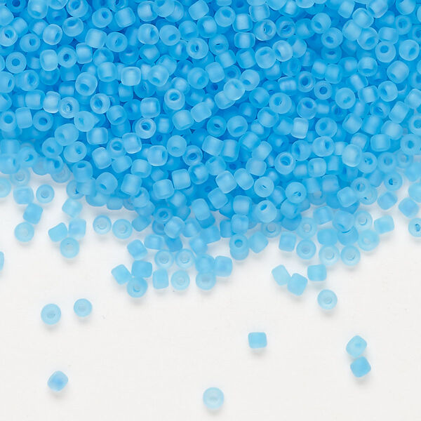 Glass Dyna-Mites™ seed bead 1pkg1, #11 round translucent inside dyed color matte sky blue (244MA 11/0 RR) 40g image number 0