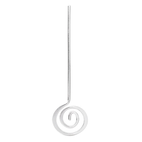 Head pin, Crop Circles Jewelry, silver-plated brass, 2 inches with 12mm swirl, 19 gauge. Sold per pkg of 100. image number 0