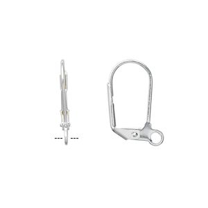 Ear wire leverback 1pkg100 silver-plated, 17.5mm / open loop, brass 50 pair