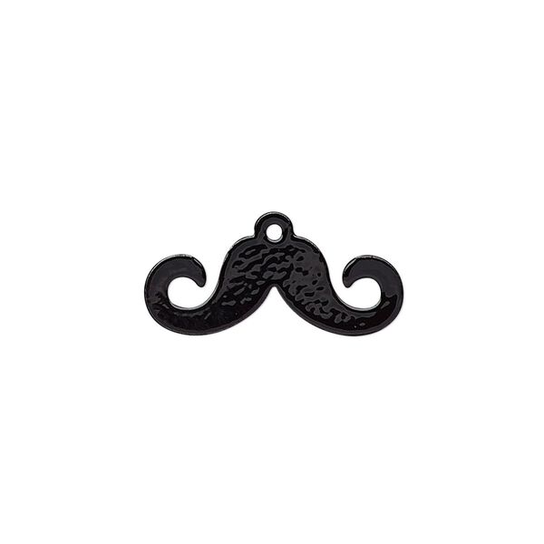 Charm, painted steel, black, 21x9mm mustache. Sold per pkg of 10. image number 0