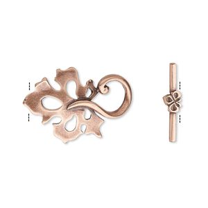 Clasp toggle 1pkg1 copper-plated, 22x15mm leaf, antique brass JBB Findings1-strand
