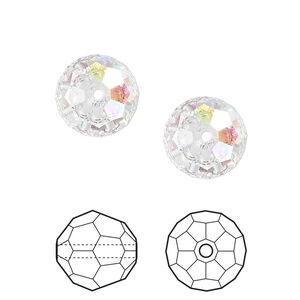 Bead 2pk crystal AB, Crystal Passions® 12mm round 5000
