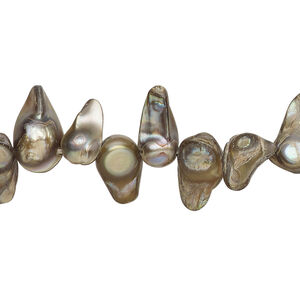 Freshwater pearl 1pkg1, baroque, 15 inch grey-brown 8x6mm-15x8mm cultured