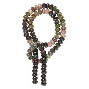 Multi-tourmaline 1pkg1, hand-cut faceted rondelle bead natural 15 inch 5x3mm-7x5mm