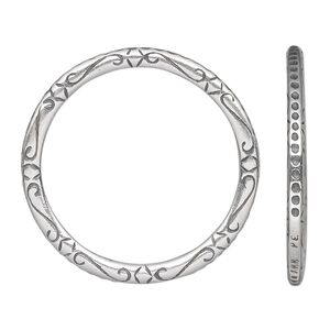 Component, JBB Findings, antique silver-plated pewter (tin-based alloy), 32mm double-sided round with S-shape design. Sold per pkg of 2.