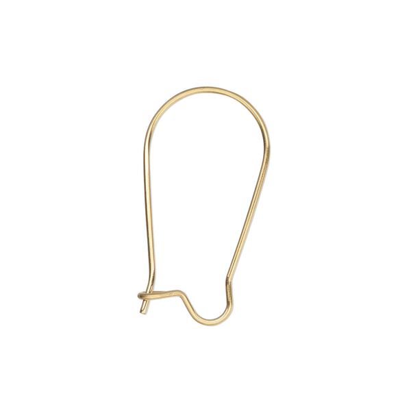 Ear wire kidney 1pkg10, 25mm / open loop, 22 gauge gold-finished stainless steel 5 pair image number 0