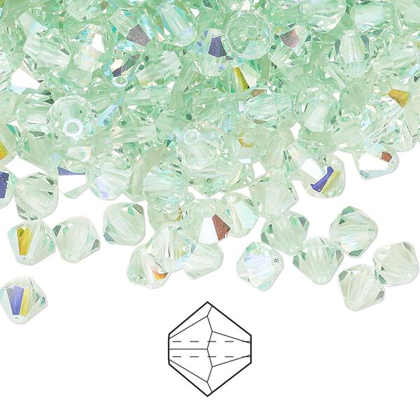 Bead 576pk chrysolite AB, Preciosa Czech crystal 5mm bicone image number 0