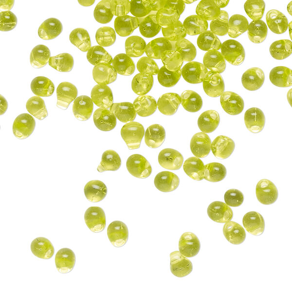 Seed bead, Miyuki, glass, pkg/10g, 4x3.4mm fringe, transparent lime green (DP-143). image number 0