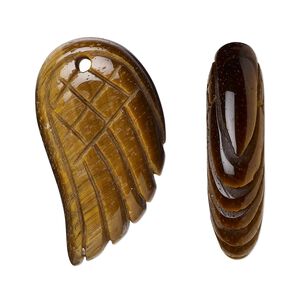 Tigereye 1pkg1, hand-cut top-drilled 2-sided wing focal natural 31x17mm-32x19mm