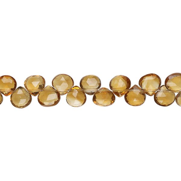 Brandy citrine 1pkg1, hand-cut top-drilled faceted puffed teardrop bead 8 inch 5-6mm image number 0