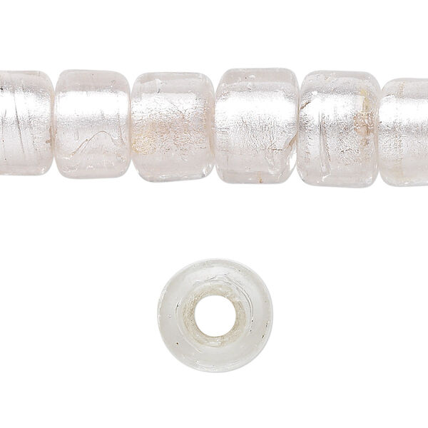 Bead, lampworked glass, semitransparent clear with fine silver foil, 12x8mm crow. Sold per 15-1/2" to 16" strand. image number 0