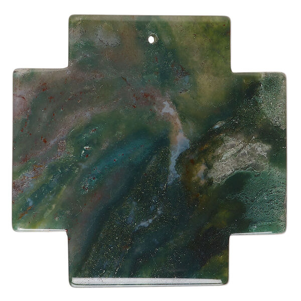 Fancy jasper 1pkg1, top-drilled Swiss cross focal natural B- grade, 40-41mm image number 0