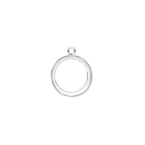 Drop, fine silver, 13mm round with 12mm round bezel setting. Sold per pkg of 2.