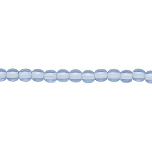 Bead, Czech glass druk, transparent sapphire blue, 4mm round. Sold per 15-1/2" to 16" strand.