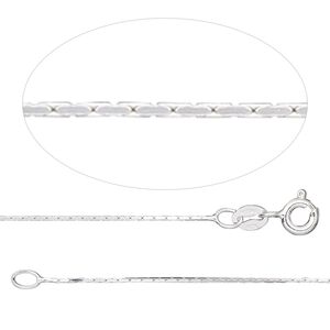Chain 1pkg1 sterling silver cable, 0.5mm square / springring clasp, Gossamer™ 24 inch