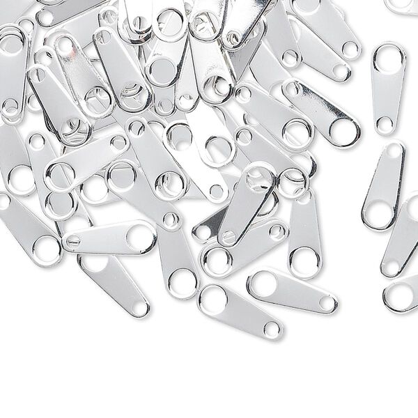 Chain tab, silver-plated brass, 10x4mm. Sold per pkg of 100. image number 0
