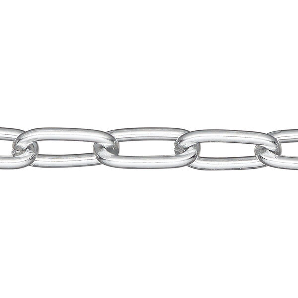 Chain, anodized aluminum, silver, 7.8mm paperclip. Sold per pkg of 25 feet. image number 0