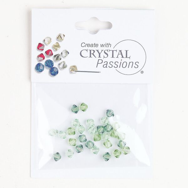 Bead mix 1pkg30 chrysolite / erinite / peridot Crystal Passions® 4mm bicone image number 0