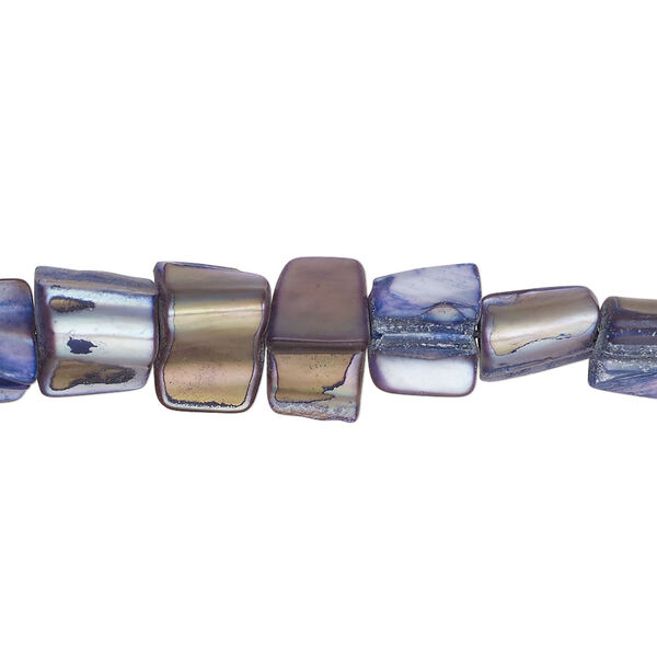 Mother-of-pearl shell 1pkg1, triangle tube bead 15 inch cornflower blue 7x6mm-12x9mm image number 0