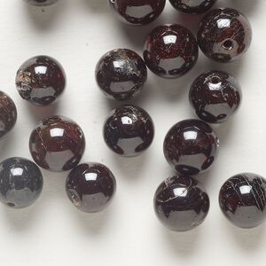 Bead 1pkg1 garnet, 8.5-9.5mm round C grade, 1 ounce dyed