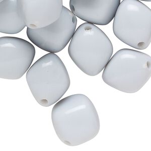 Bead, acrylic, light grey, 16x13mm diagonally drilled cube. Sold per 2-ounce pkg, approximately 30 beads.