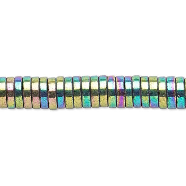 Hemalyke™ 1pkg1, electroplated rainbow heishi bead 8 inch 4x1mm image number 0