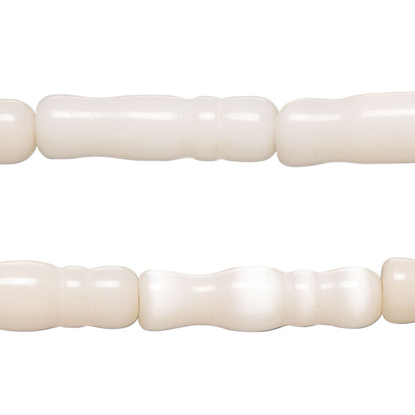 Bead, cat's eye glass (fiber optic glass), blush, 25x6mm-26x7mm bamboo. Sold per pkg of (2) 15-inch strands, approximately 30 beads. image number 0
