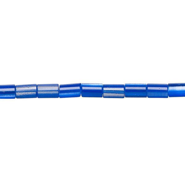 Bead, cat's eye glass (fiber optic glass), dark blue, 5x3mm round tube. Sold per 15-inch strand. image number 0