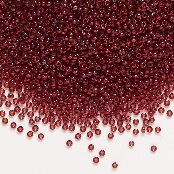 Seed bead, Miyuki, glass, pkg/250g, #15 rocaille, translucent gold luster garnet (RR-315). image number 0