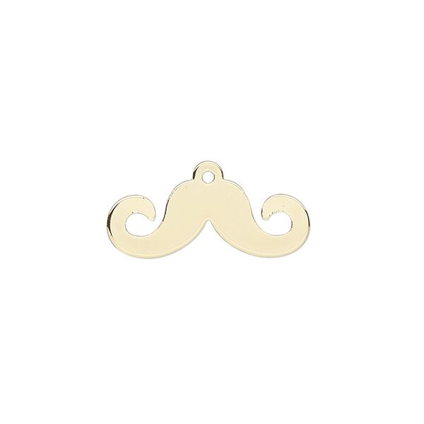 Charm, gold-finished steel, 21x9mm mustache. Sold per pkg of 10. image number 0