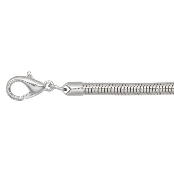 Chain, Almost Jewelry™, imitation rhodium-plated brass, 3.2mm snake, 18 inches with lobster claw clasp. Sold individually. image number 0