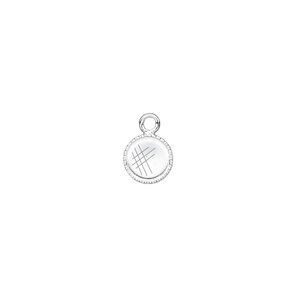 Drop, silver-plated brass, 7mm round with beaded edge and 6mm round bezel setting. Sold per pkg of 24.