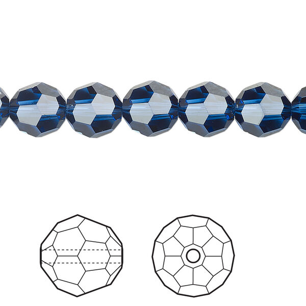 Bead 12pk dark sapphire, Crystal Passions® Regenerated 8mm round 5000 image number 0