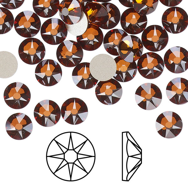 Flat back 144pk smoked amber foil back, Crystal Passions® 6.32-6.5mm rose round SS30 2088 image number 0