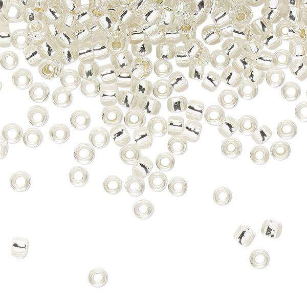 Seed bead, TOHO BEADS®, glass, pkg/50g, #8 round, transparent silver-lined crystal clear (TR-08-21). image number 0