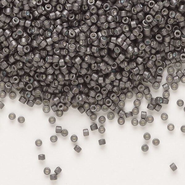 Seed bead, Delica®, glass, pkg/250g, #11 round, opaque matte galvanized graphite (DB-1175). image number 0