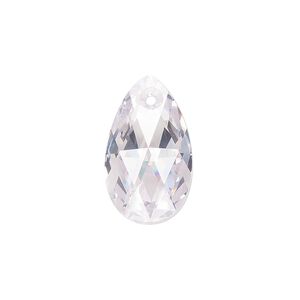 Drop, cubic zirconia, clear, 22x13mm hand-drilled faceted pear, Mohs hardness 8-1/2. Sold individually.