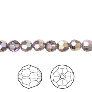 Bead 12pk light amethyst heavy vitrail light, Crystal Passions® 6mm round 5000