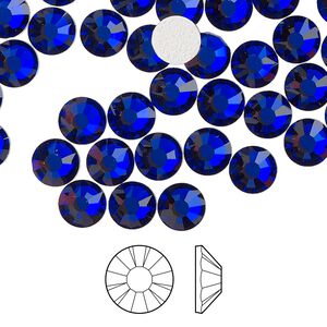Flat back 24pk cobalt blue foil back, Preciosa MAXIMA Czech crystal hotfix rhinestone 6.3-6.5mm chaton rose round SS30