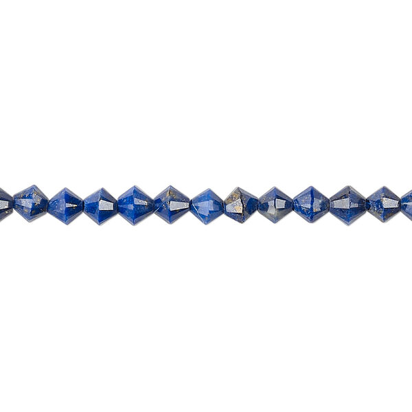 Bead, lapis lazuli (natural), 4mm faceted bicone, B grade, Mohs hardness 5 to 6. Sold per 16-inch strand. image number 0