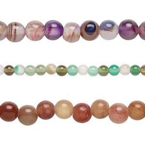 Agate 1pkg3, round bead 15 inch mix 3-6mm
