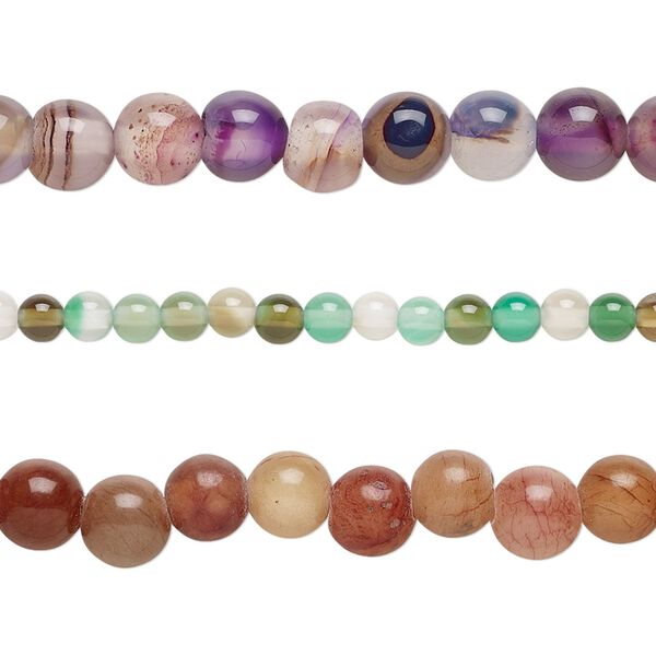 Agate 1pkg3, round bead 15 inch mix 3-6mm image number 0