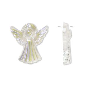 Drop, glass, glacier blue bright, 21x20mm angel. Sold individually.