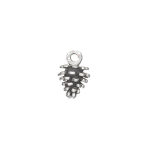 Charm, sterling silver, 10x9mm pine cone. Sold individually.