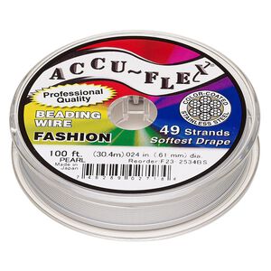 Beading wire, Accu-Flex®, nylon and stainless steel, pearl, 49 strand, 0.024-inch diameter. Sold per 100-foot spool.