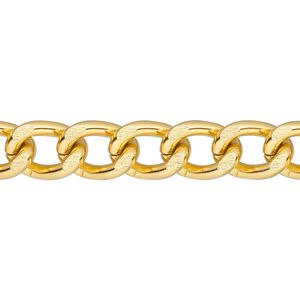 Chain 1pkg1 curb, 8mm, aluminum / anodized gold 25 foot unfinished