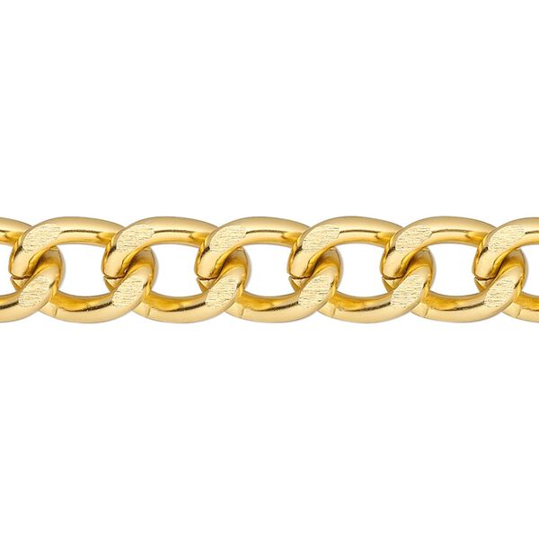 Chain 1pkg1 curb, 8mm, aluminum / anodized gold 25 foot unfinished image number 0