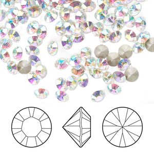 Chaton 144pk crystal AB foil back, Crystal Passions® 4mm round PP32 1028