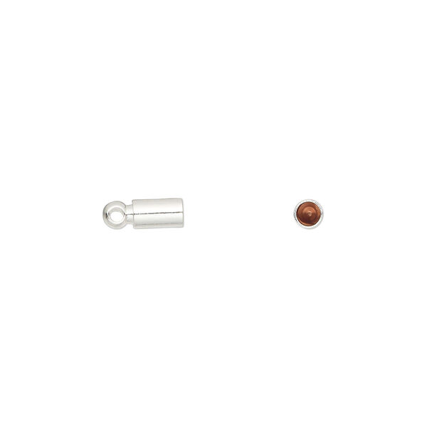 Cord end, glue-in, silver-finish brass, 5.5x3mm, approximately 2.4mm inside diameter. Sold per pkg of 20. image number 0
